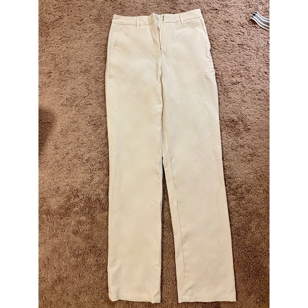 Off White Beige Straight-Leg Pants